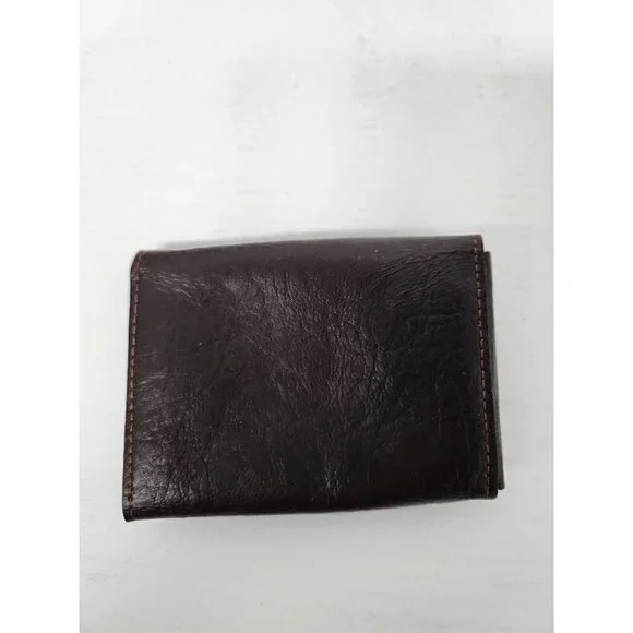 Vintage 70s Tex Tan Trifold Brown Leather Wallet Key Case Card Case Snap Closure - Picture 2 of 9